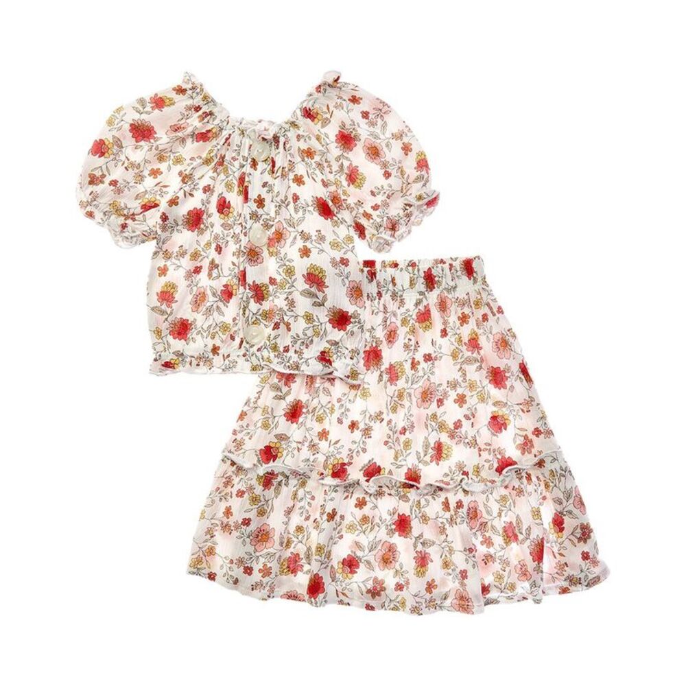 Marion Girls  2Pc Stretch Top & Skirt Set